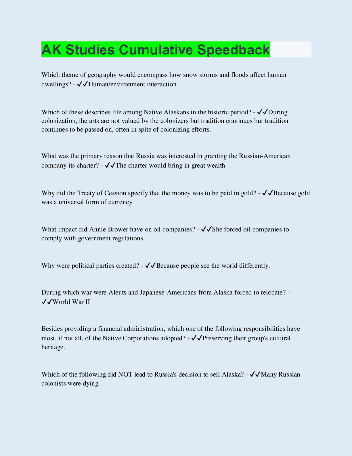 Preview image of AK Studies Cumulative Speedback document